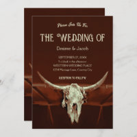 Rustic Wedding Brown Western Bull Skull Country