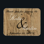 Rustic Wedding Brown Woodgrain Photo Thank You Magnet<br><div class="desc">Say thank you to your wedding guests for sharing your special day with this rustic wedding thank you magnet. This appreciation magnet features a photo of brown striped woodgrain as the background for the bride and groom's names. The beautiful vertical stripes show off the stunning earth tone brown colours. The...</div>