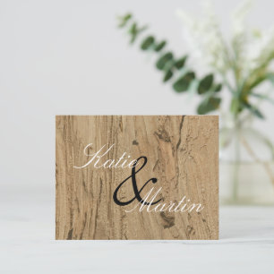 Rustic Wedding Brown Woodgrain Photo Thank You Postcard