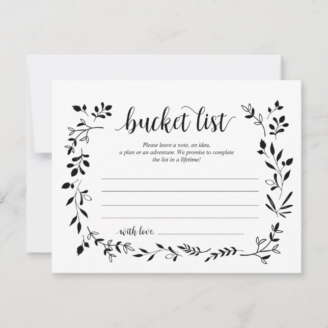 Rustic Wedding bucket list Card, Advice Card (Front)
