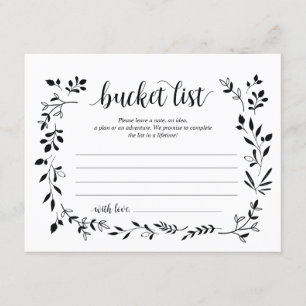 Rustic Wedding bucket list Card, Advice Card