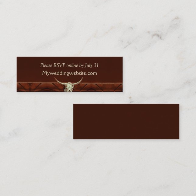 Rustic Wedding Bull Skull Mini Business Card (Front/Back)