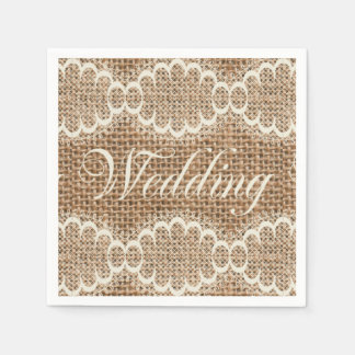 Rustic Wedding Burlap Lace Napkin