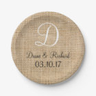 Rustic Wedding Burlap Name Date Monogram