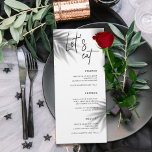 Rustic Wedding Calligraphy Let's Eat Dinner Menu<br><div class="desc">Rustic Wedding Calligraphy 'Let's Eat' Dinner Menu - This Exquisite design features elegant, delicate and chic typography that adds a touch of sophistication to your wedding reception. The classic simplicity of the design is enhanced by the beautiful calligraphy and subtle shadow effects, creating a timeless and charming aesthetic. Presented in...</div>