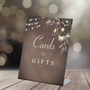 Rustic Wedding Cards and Gifts Pedestal Sign