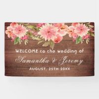 Rustic wedding coral dahlia flowers brown wall