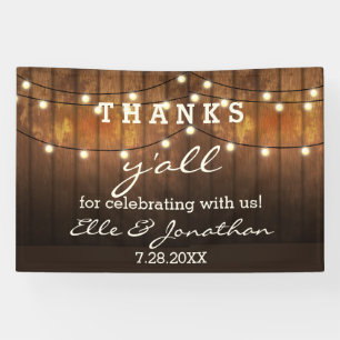 Rustic Wedding Country String Lights Thanks Y'all Banner