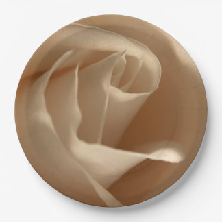 Rustic Wedding Cream Rose Fall Floral Beauty Paper Plate