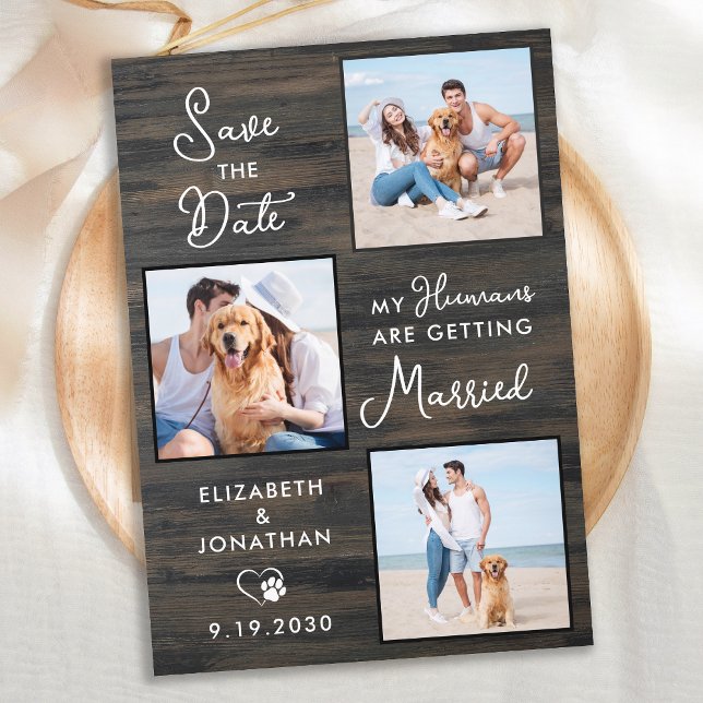 Rustic Wedding Custom 3 Pet Photo Dog Save The Date (Creator Uploaded)
