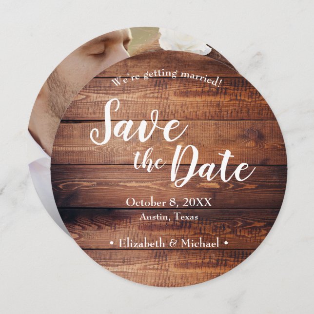 Rustic Wedding Custom photo Wood Dance Floor Invitation (Front/Back)
