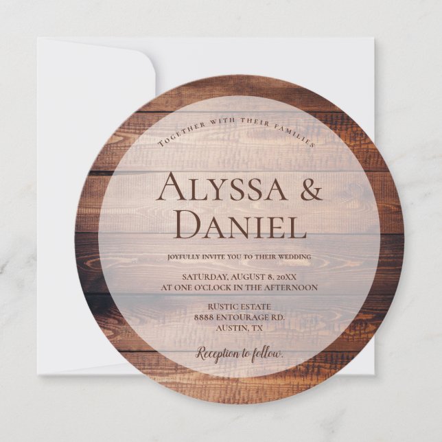 Rustic Wedding Dark Wood Unique Custom Invitation (Front)