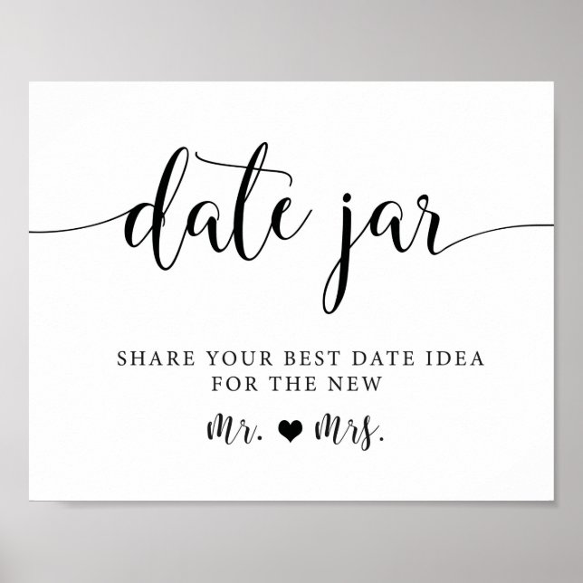 Rustic Wedding Date Night Ideas Jar Sign (Front)