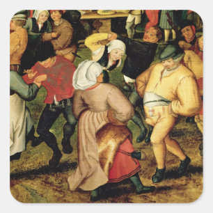 Rustic Wedding, detail of people dancing Square Sticker