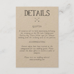 Rustic Wedding Details Invitation Insert