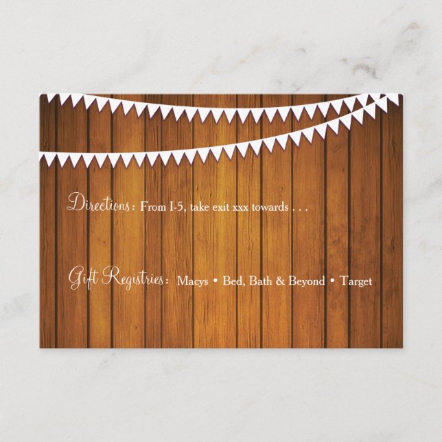 Rustic Wedding Details Reception Card (Front)
