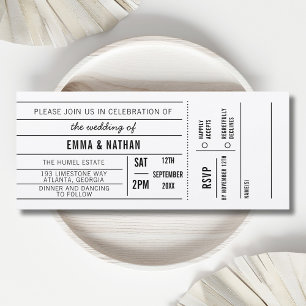 Rustic Wedding DIY Movie Ticket Wedding Party RSVP Invitation