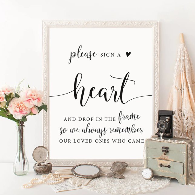 Rustic Wedding Drop A Heart Guest Book Sign (Creator Uploaded)