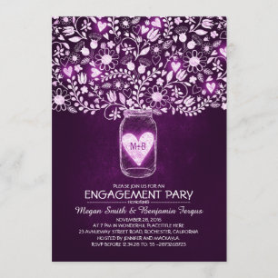 Rustic Wedding Engagement Party Mason Jar Invites