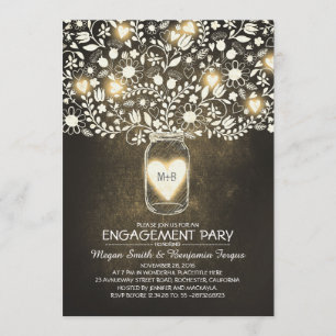 Rustic Wedding Engagement Party Mason Jar Invites