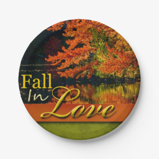 Rustic Wedding Fall In Love Autumn Scenic Photo Paper Plate