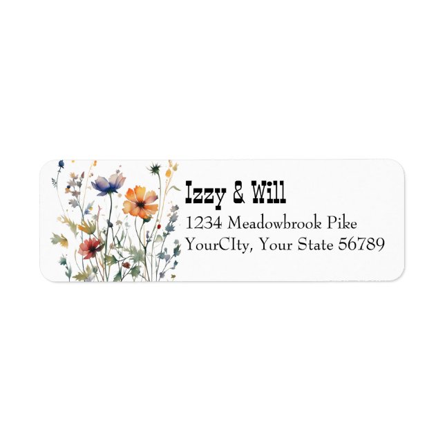 Rustic Wedding Fall Wildflowers Return Address (Front)