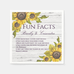 Rustic Wedding Fall Yellow Sunflower Fun Facts  Napkin
