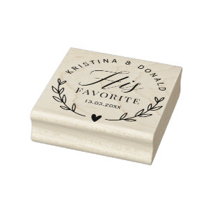 Rustic Wedding Favour His Favourite  Self-inking S Rubber Stamp