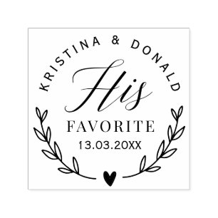 Rustic Wedding Favour His Favourite  Self-inking S Self-inking Stamp