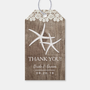 Rustic Wedding Favour Starfish Laced Thank You Gift Tags