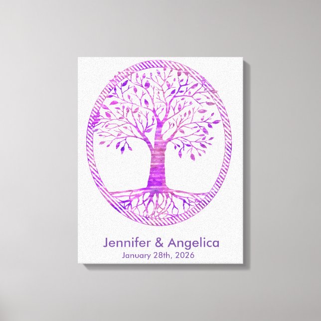 Rustic Wedding Fingerprint Tree Canvas Print (Front)