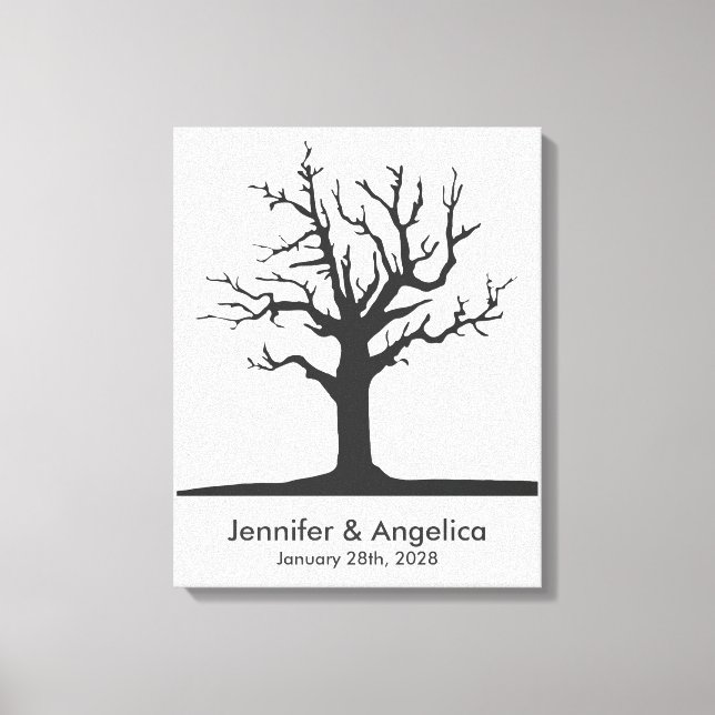 Rustic Wedding Fingerprint Tree Canvas Print (Front)