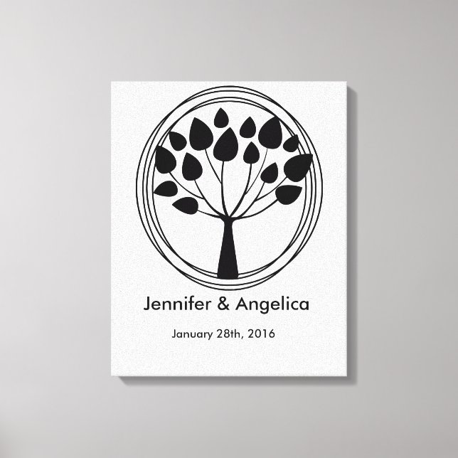 Rustic Wedding Fingerprint Tree Canvas Print (Front)