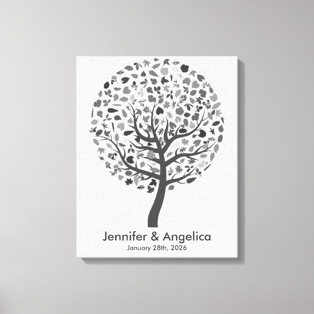 Rustic Wedding Fingerprint Tree Canvas Print (Front)