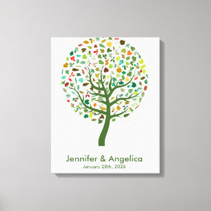 Rustic Wedding Fingerprint Tree Canvas Print