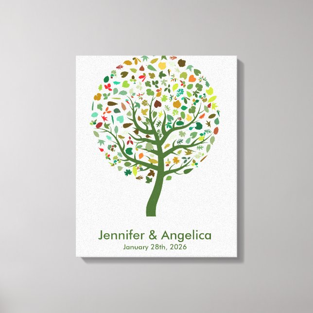 Rustic Wedding Fingerprint Tree Canvas Print (Front)