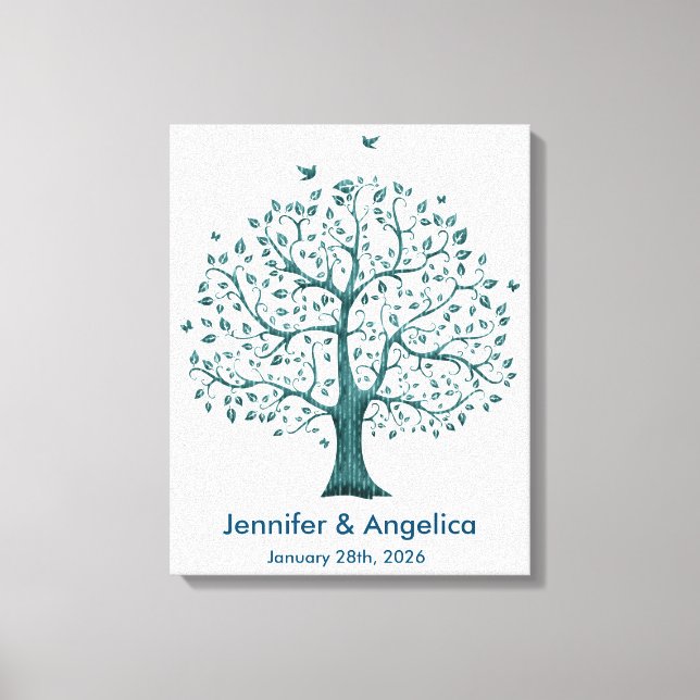 Rustic Wedding Fingerprint Tree Canvas Print (Front)