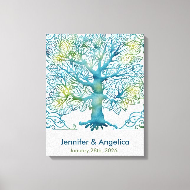 Rustic Wedding Fingerprint Tree Canvas Print (Front)
