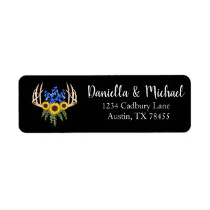 Rustic Wedding Floral Antlers Address