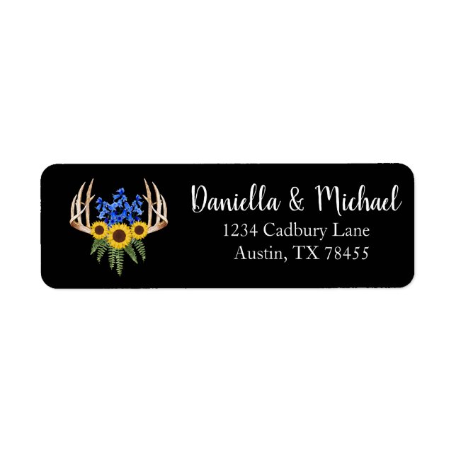 Rustic Wedding Floral Antlers Address (Front)