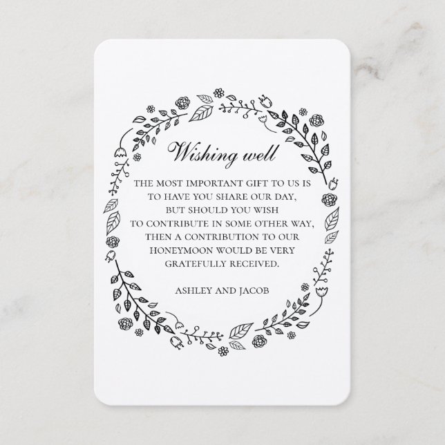 Rustic wedding. Floral kraft wishing well. Country Enclosure Card (Front)
