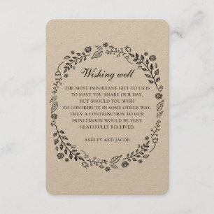 Rustic wedding. Floral kraft wishing well. Country Enclosure Card