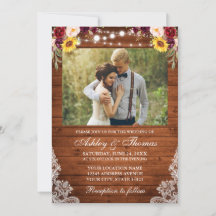 Rustic Wedding Floral Wood Lights Lace Photo