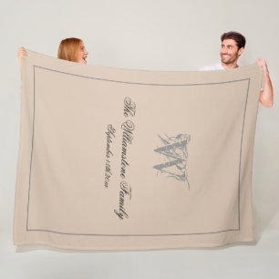 Rustic Wedding Gift Family Last Name Chic Monogram Fleece Blanket