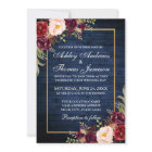 Rustic Wedding Gold Burgundy Floral Blue Wood