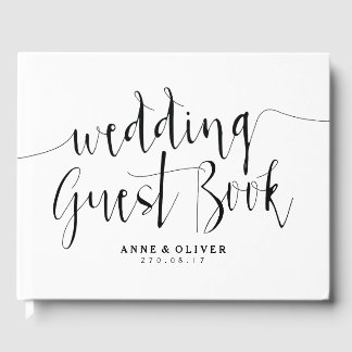 Rustic Wedding Guest Book Black and White