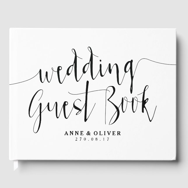 Rustic Wedding Guest Book Black and White (Front)