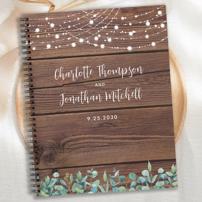 Rustic Wedding Guest Book String Lights Greenery (Creator Uploaded)