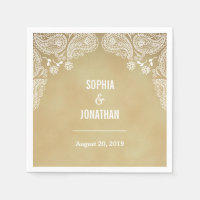Rustic Wedding Hand Drawn Paisley Wedding Napkin