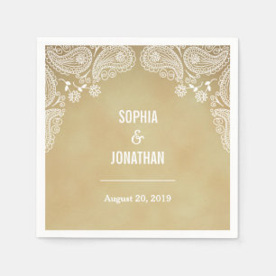 Rustic Wedding Hand Drawn Paisley Wedding Napkin